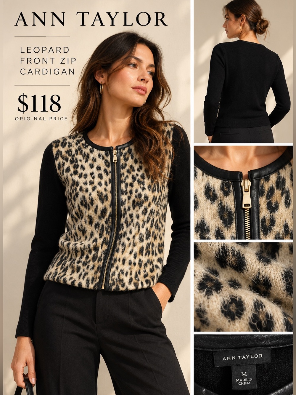 NWT Ann Taylor Leopard Print Sweater